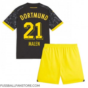Borussia Dortmund Donyell Malen #21 Replik Auswärtstrikot Kinder 2023-24 Kurzarm (+ Kurze Hosen)